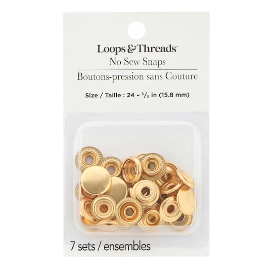 5/8" Gold No Sew Snaps, 7ct. by Loops & Threads®